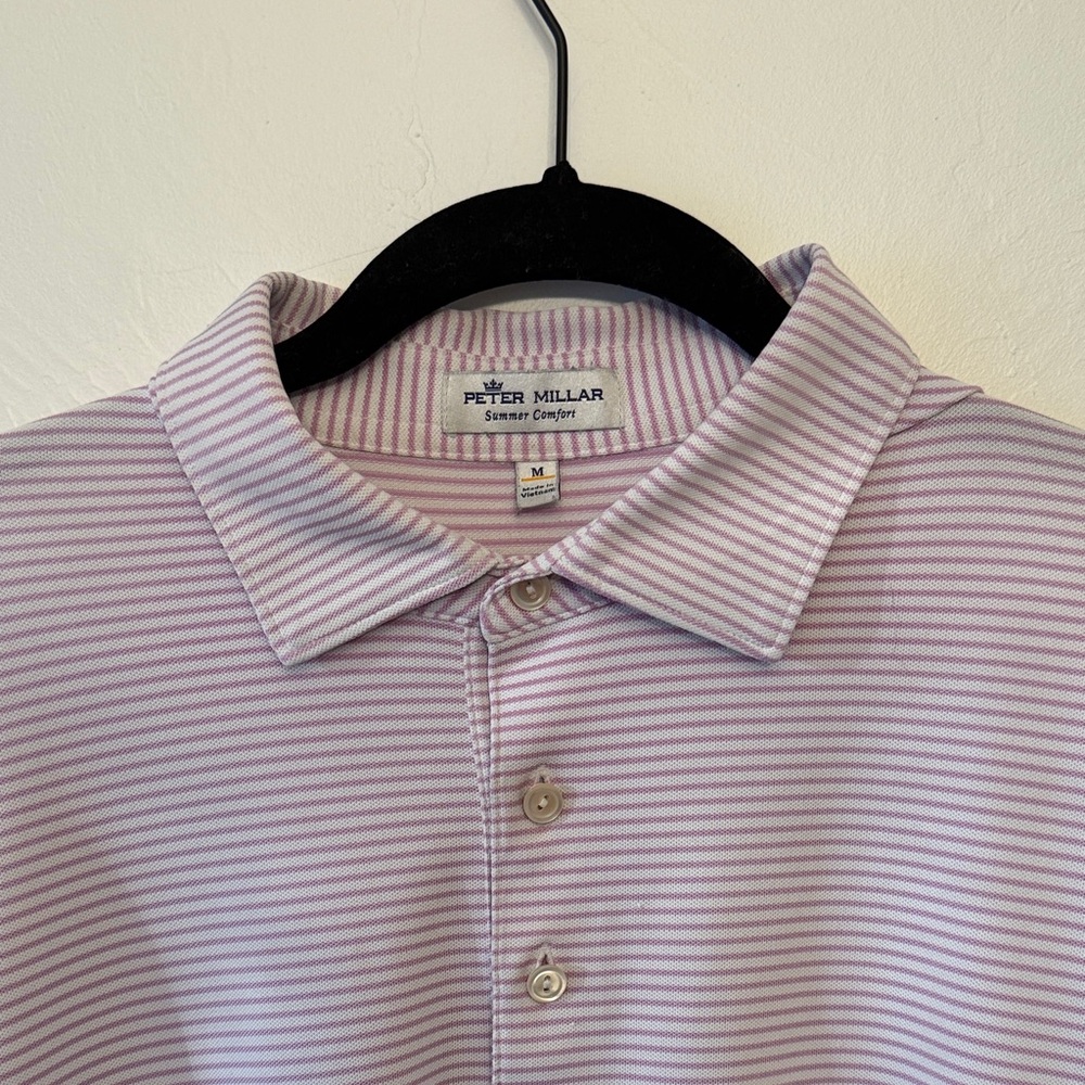 Peter Millar Men's Polo Shirt - Light Pink Stripes